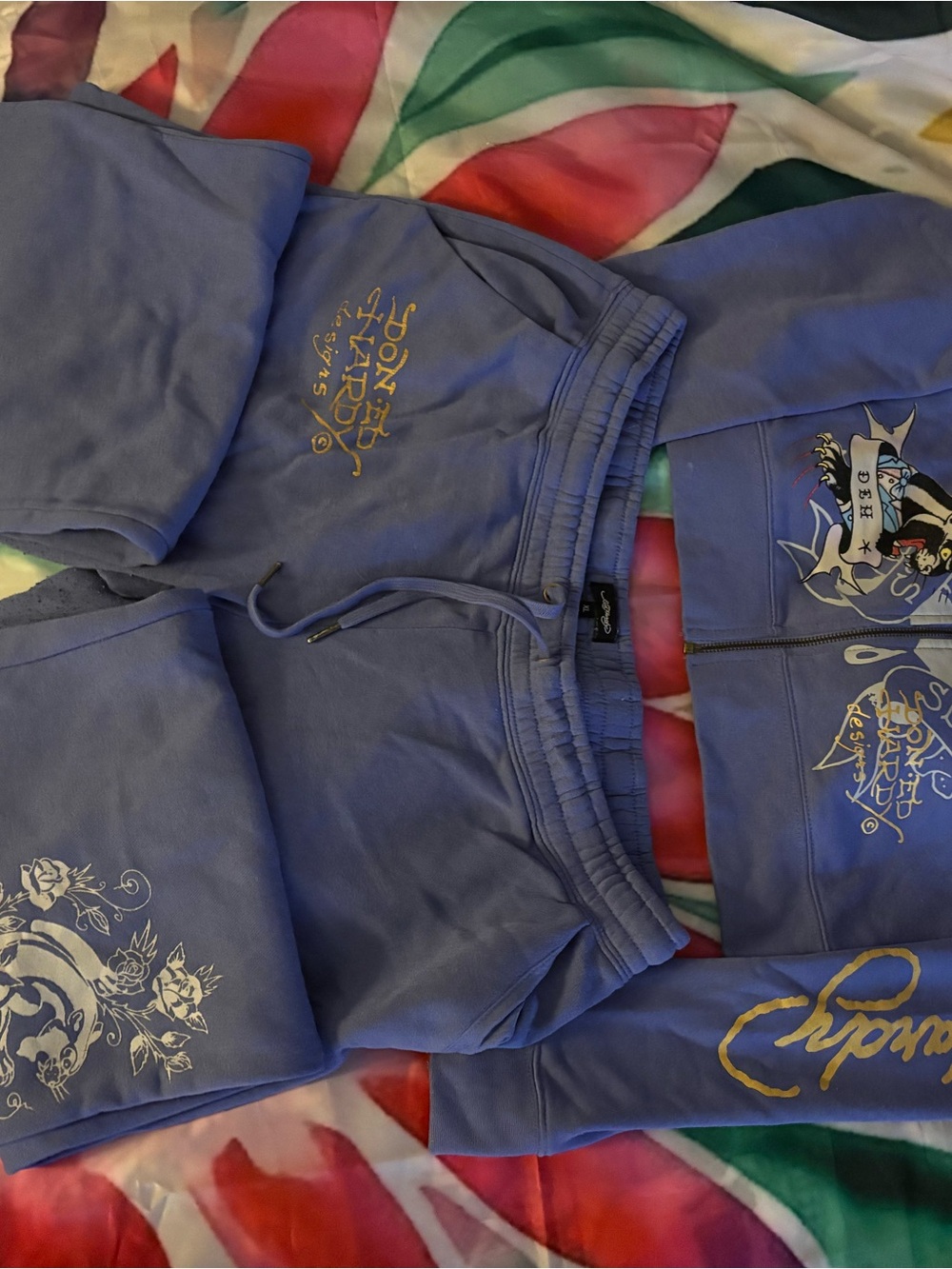 Women’s Purple Graphic Sweatpants Ed Hardy
